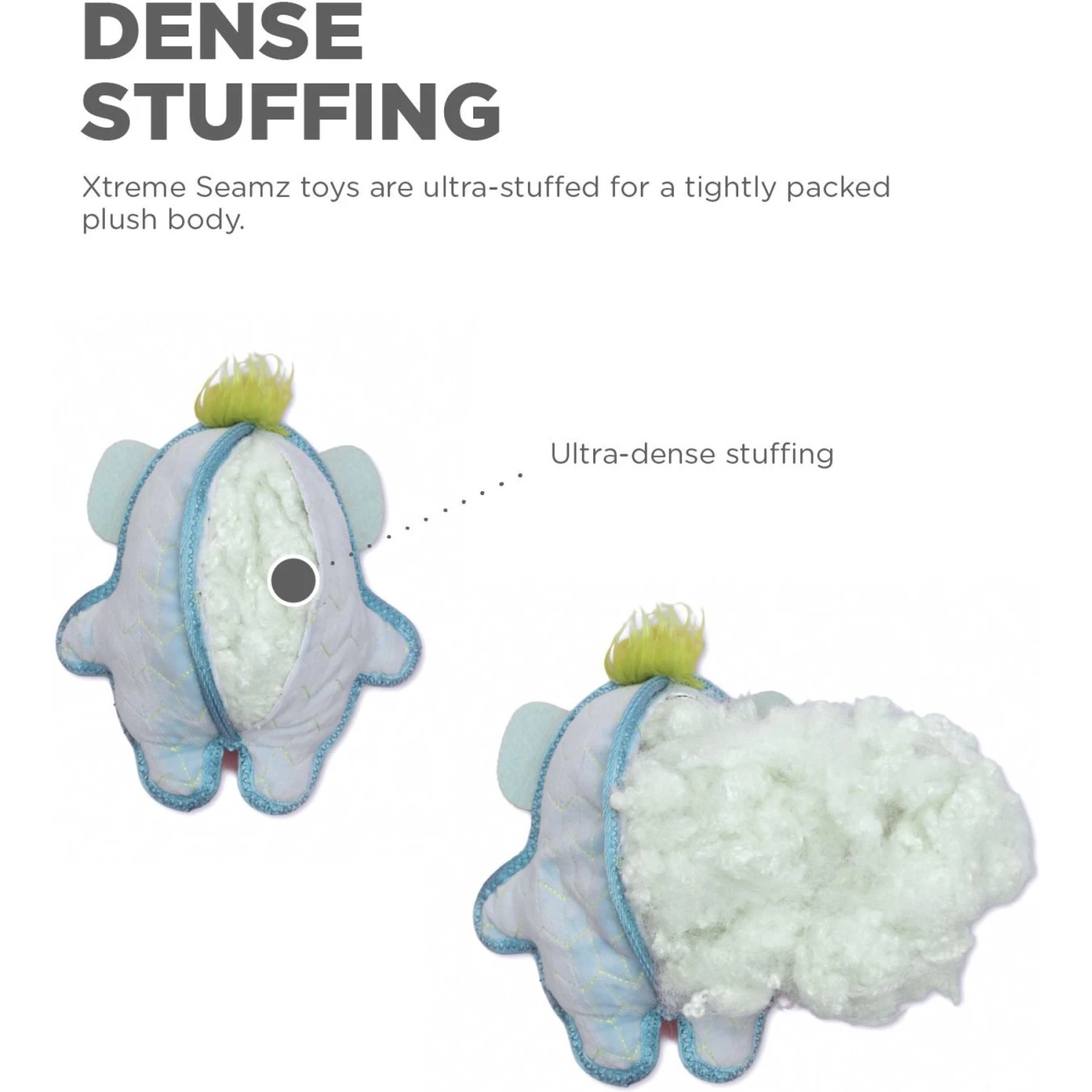 Outward Hound Xtreme Seamz Elephant Durable Squeaky Dog Toy, Blue, Medium - Image 4