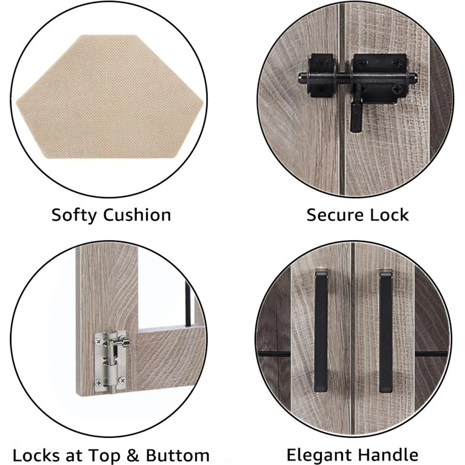 Unipaws Furniture Corner Dog Crate With Cushion, Weathered Grey - Image 5