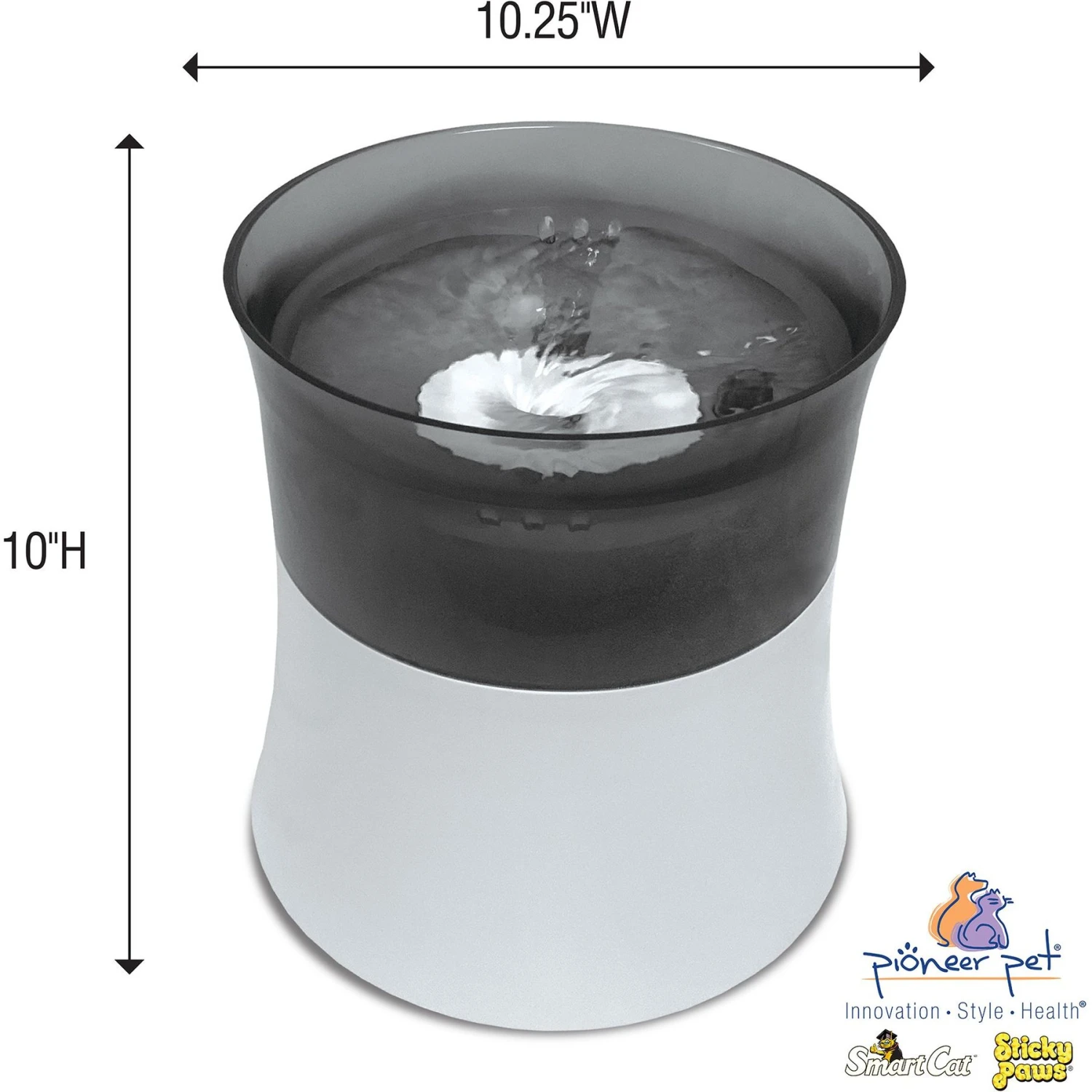 Pioneer Pet Vortex Elevated Drinking Dog Fountain, Gray, Medium - Image 2