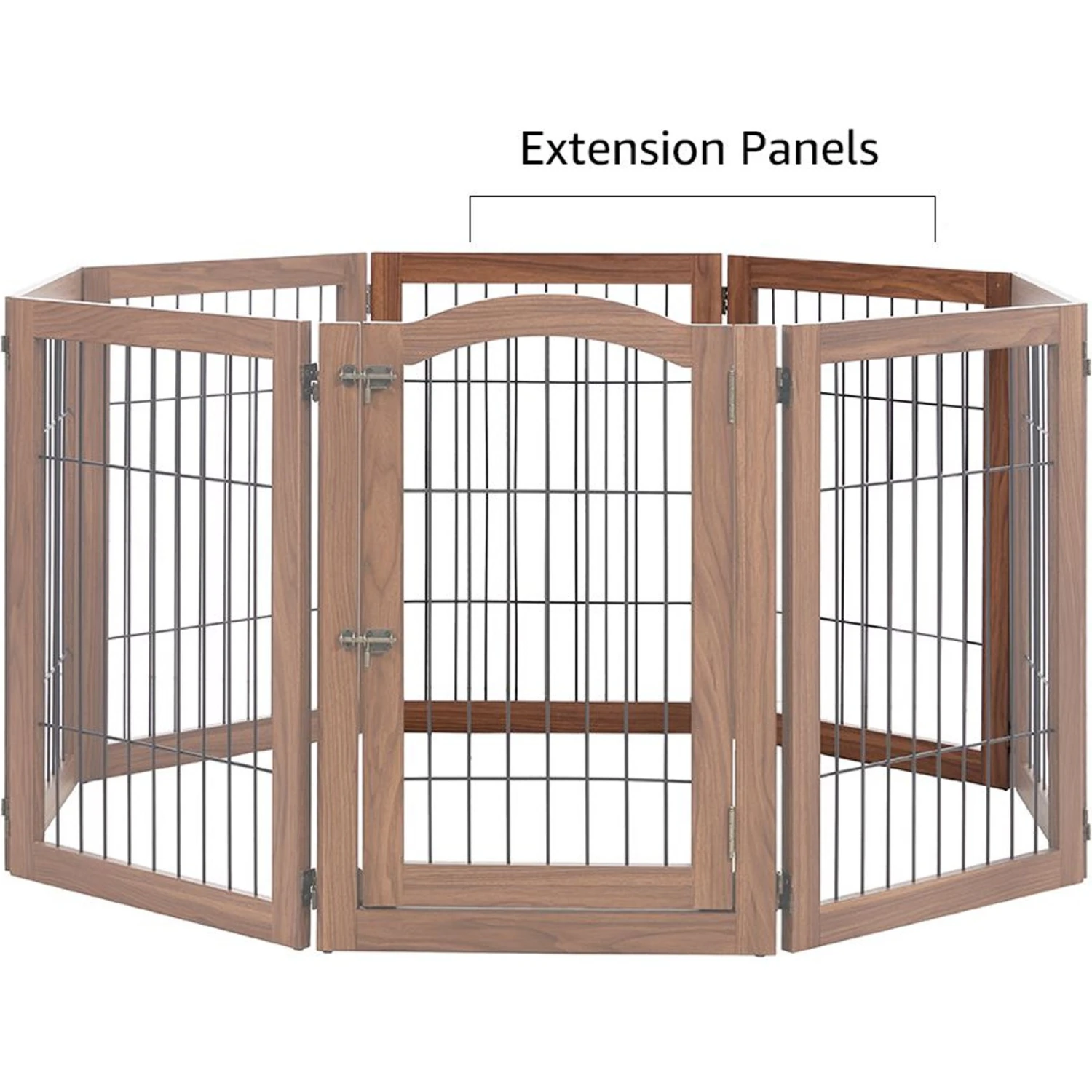 Unipaws Pet Gate Playpen 2-Panel Extension Kit, Walnut, Medium - Image 6