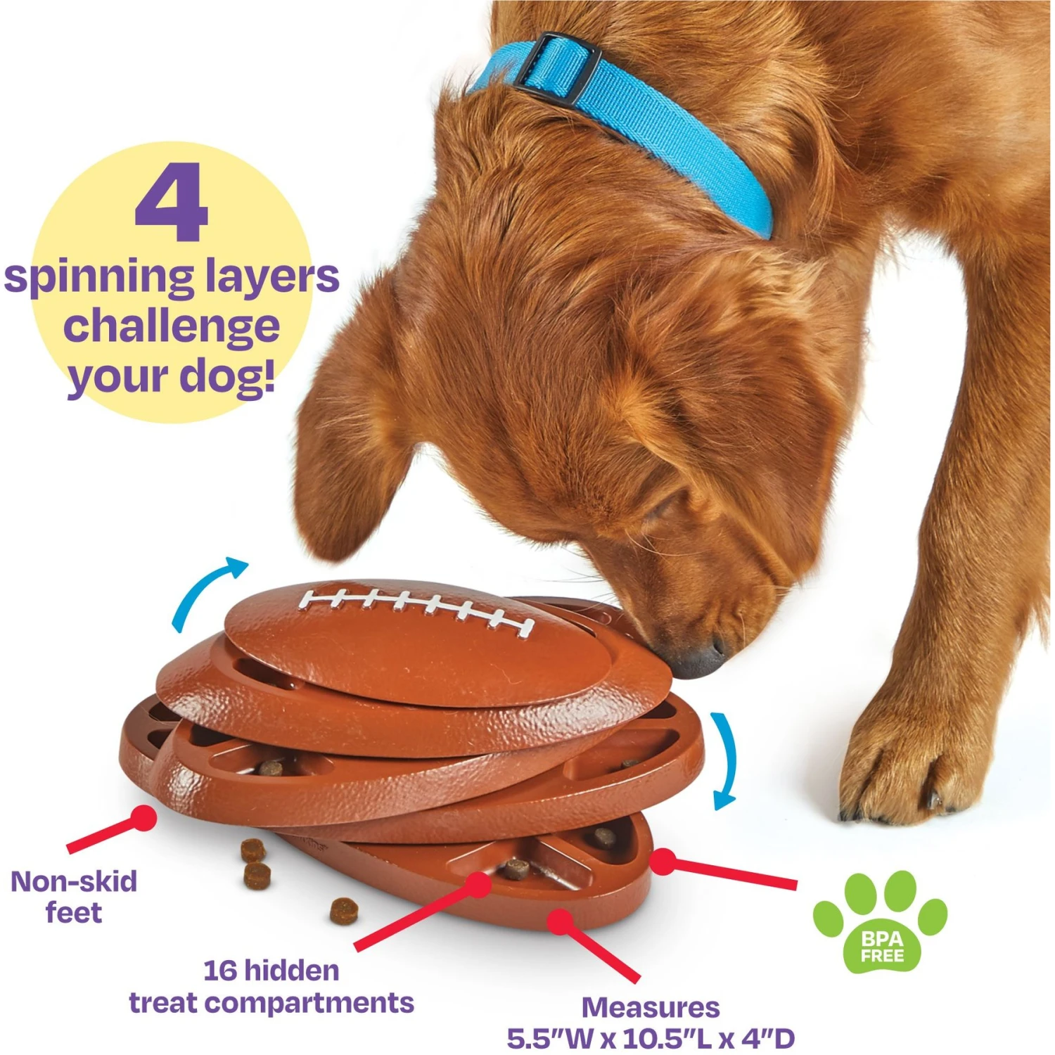 Brightkins Touchdown Time! Treat Puzzle Dog Toy - Image 2