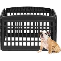 IRIS 4-Panel Dog Exercise Playpen, Black, Medium: 24-in