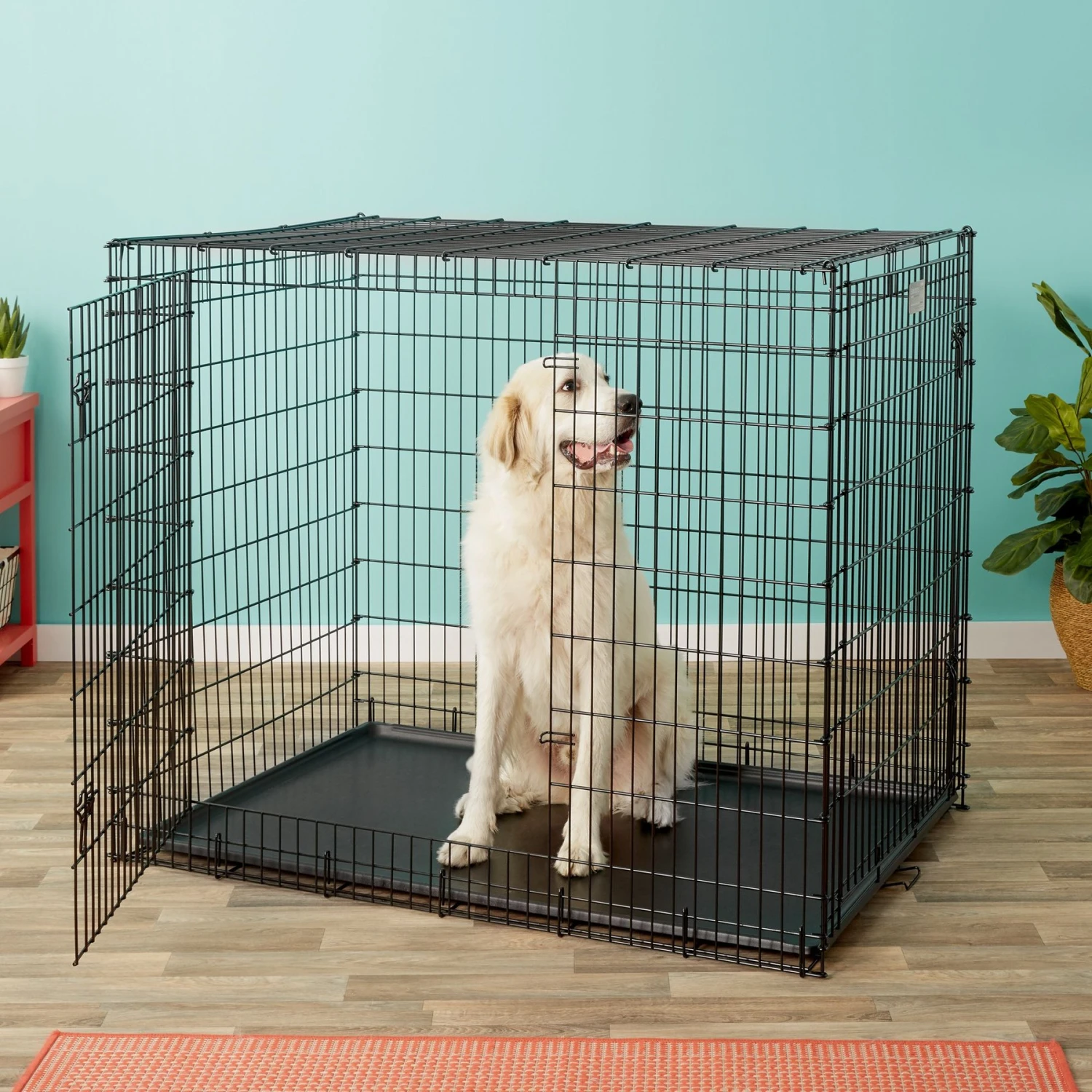 MidWest Solutions Series XX-Large Heavy Duty Double Door Wire Dog Crate, 54 Inch & MidWest Quiet Time Fleece Dog Crate Mat - Image 5